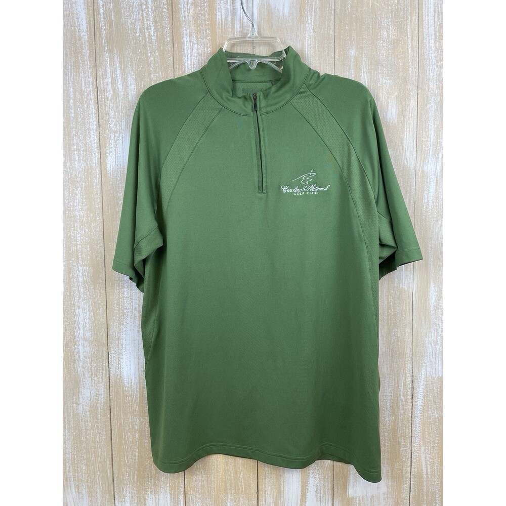 Adidas Mens ¼ Zip Pullover Size M Green Short Sleeves Carolina National Golf